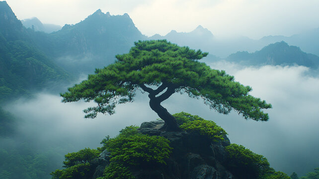 黃山松樹(shù)象頭形