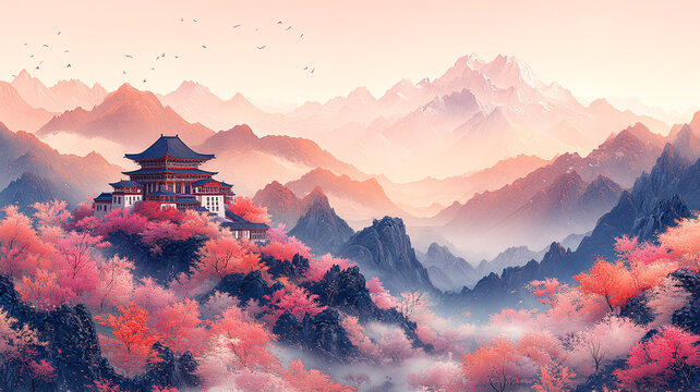 粉調(diào)下的藏地盛景