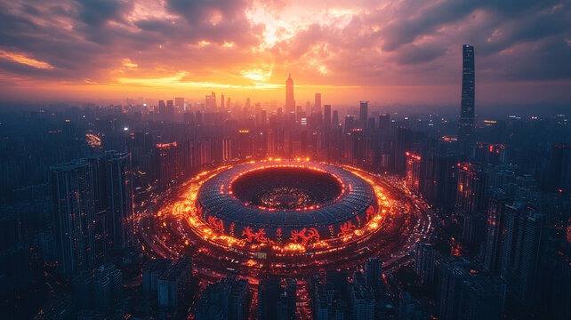 絢麗體育場黃昏景