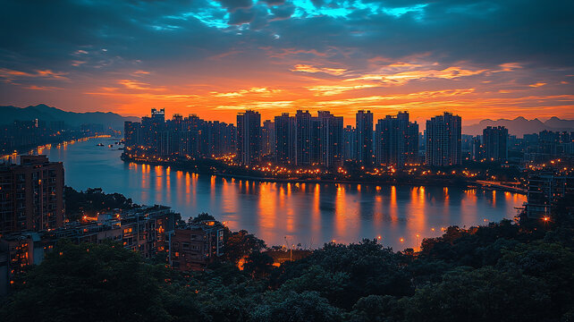 海濱城市暮色