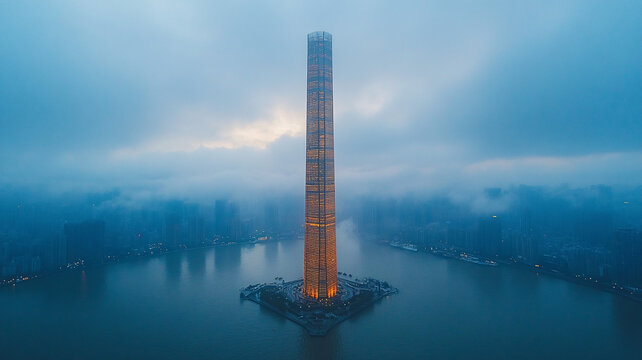 廣州塔夜景鳥瞰全景