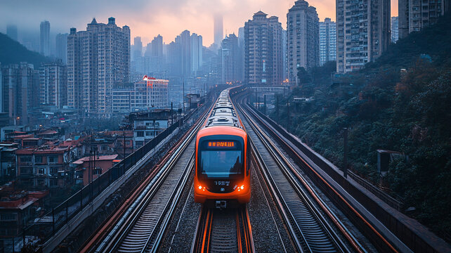 城市中行駛的列車