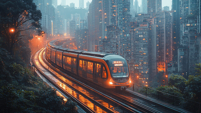 城市中行駛的列車