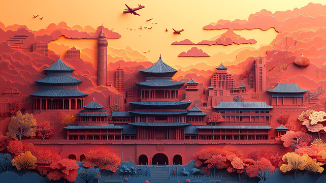 古建與現(xiàn)代建筑結(jié)合的城市風(fēng)光