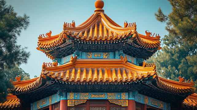 傳統(tǒng)古建筑中式屋頂風(fēng)景