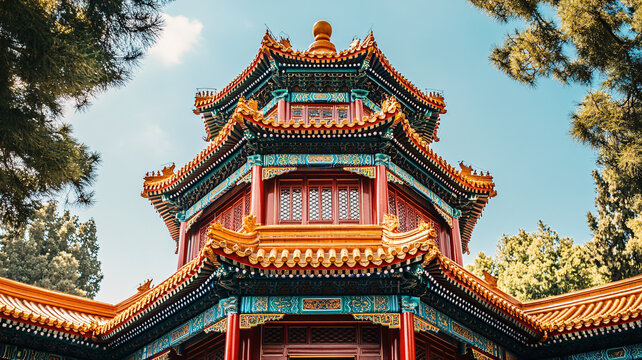 傳統(tǒng)古建筑中式屋頂風(fēng)景