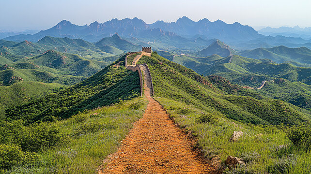 蜿蜒于崇山峻嶺間的雄偉長(zhǎng)城全景