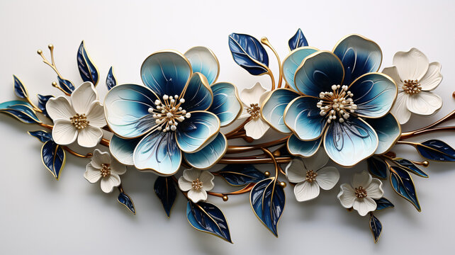 藍(lán)金花卉紋樣