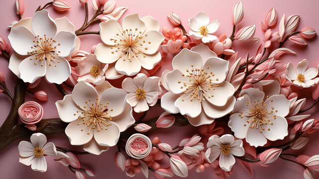 櫻花金色枝葉圖