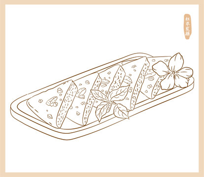 食品手繪白描系列紅棗發(fā)糕