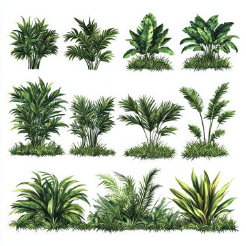 熱帶植物插圖集合