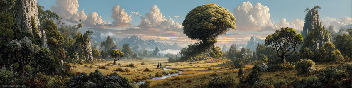 夢幻奇幻山谷風景畫