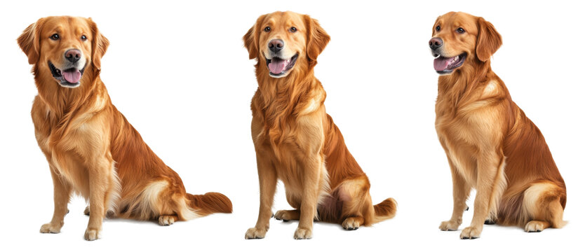 [免摳素材]三只金毛犬的肖像照
