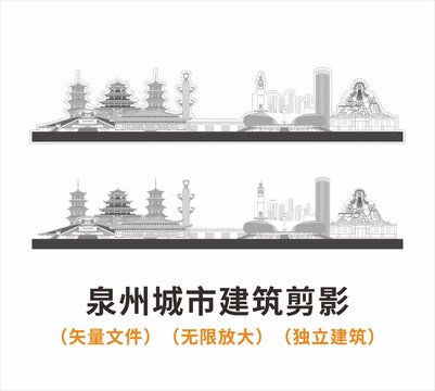 泉州城市剪影線稿