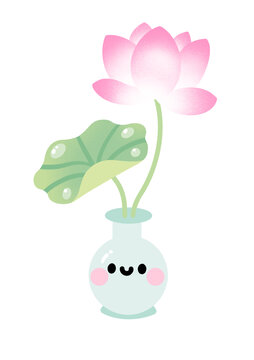 荷花花瓶插畫