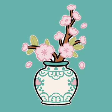 花瓶裝飾插畫元素