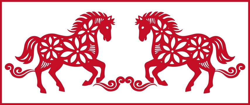 雙馬剪紙圖案設(shè)計(jì)