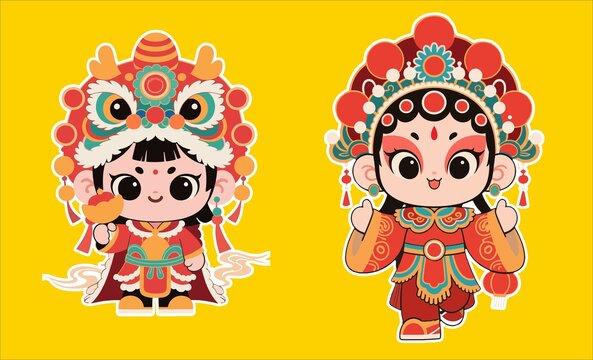 可愛國風戲曲萌娃形象