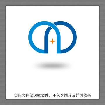 簡約藍(lán)色雙環(huán)星形標(biāo)志設(shè)計(jì)