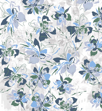 數(shù)碼印花水彩花朵