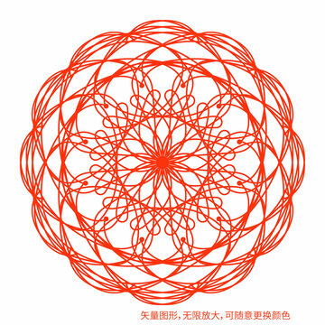 紅色矢量幾何花紋圖案