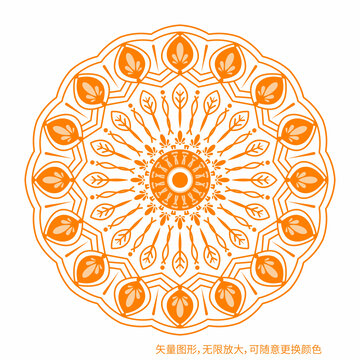 精美圓形矢量花紋圖案