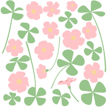 粉色小花與三葉草圖案