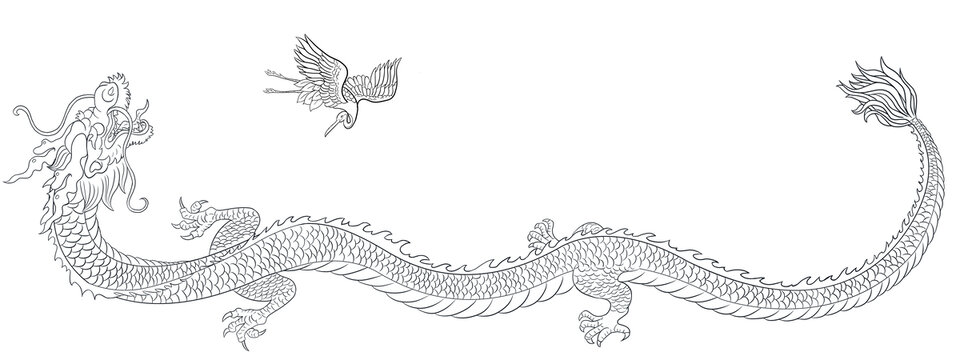 龍鳳呈祥傳統(tǒng)線描圖案