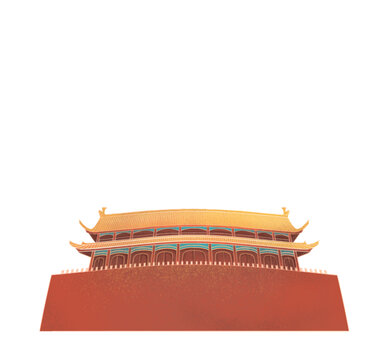 中式古典宮殿建筑插畫