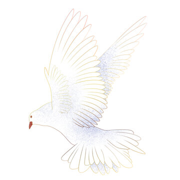 夢幻漸變飛翔白鴿插畫