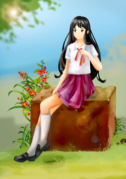 穿校服的青春美少女