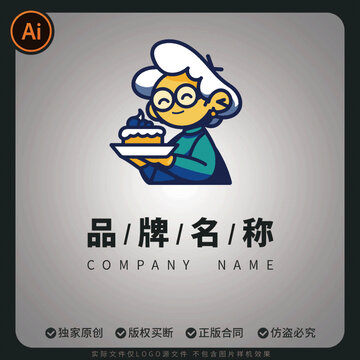 阿姨甜品LOGO標志招牌蛋糕卡通