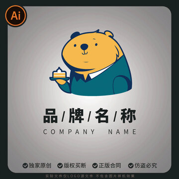 甜品店蛋糕店卡皮巴拉糕點(diǎn)小吃LOGO標(biāo)志