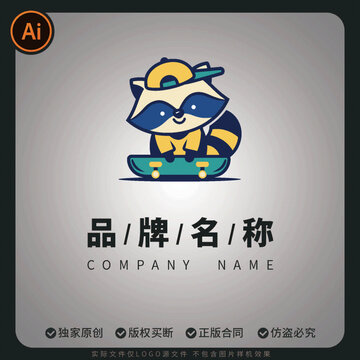 浣熊滑滑板圖片品牌大使標(biāo)志LOGO標(biāo)識(shí)