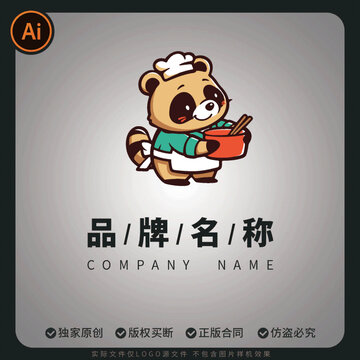 浣熊甜品店蛋糕店糕點(diǎn)創(chuàng)意LOGO標(biāo)志設(shè)計(jì)