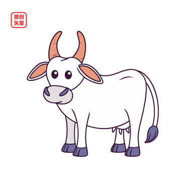 可愛(ài)卡通小牛矢量插畫