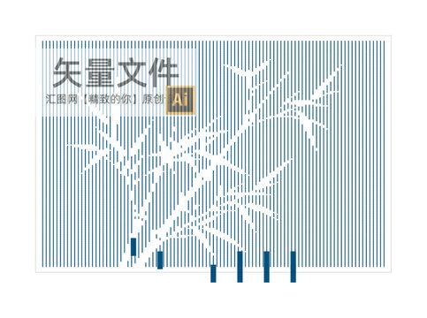 矢量線條竹子鏤空板