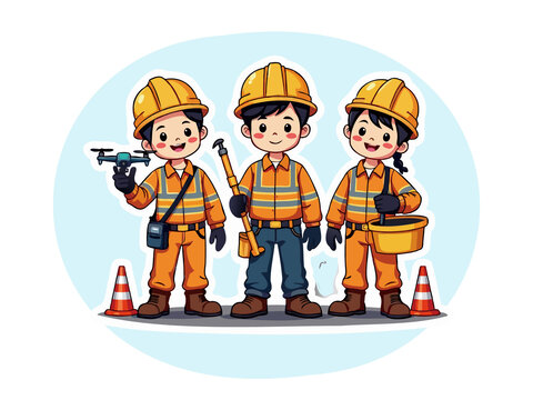 可愛的工地小工程師們