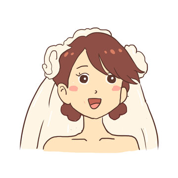手繪卡通新娘頭像免摳元素