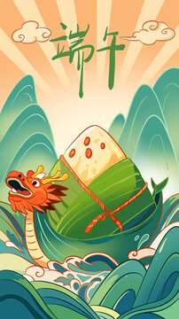 端午節(jié)插畫海報國潮插畫