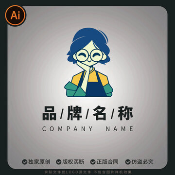 卡通女性品牌標(biāo)志設(shè)計(jì)創(chuàng)意矢量LOGO