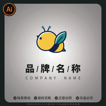 可愛卡通矢量蜜蜂品牌蜂蜜產(chǎn)品LOGO標(biāo)志