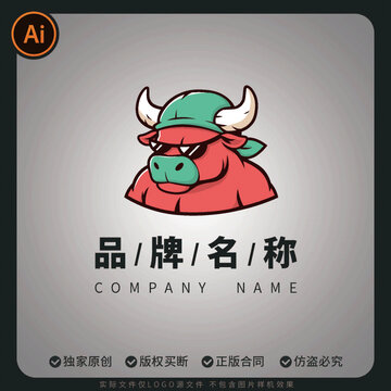 個性卡通牛頭品牌標志