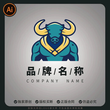 霸氣牛頭LOGO品牌標志設(shè)計圖案
