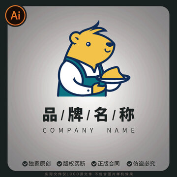 可愛(ài)小熊廚師LOGO餐飲品牌標(biāo)志