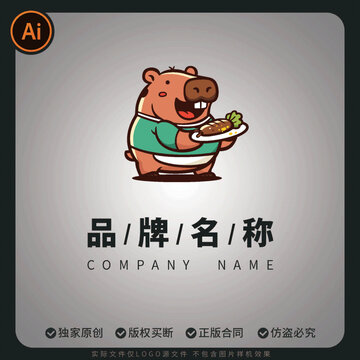 卡通卡皮巴拉LOGO餐飲美食品牌標志