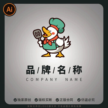 卡通廚師鴨品牌餐飲美食LOGO標志設(shè)計
