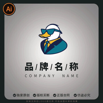 卡通時(shí)尚鴨形象品牌LOGO標(biāo)志設(shè)計(jì)潮牌