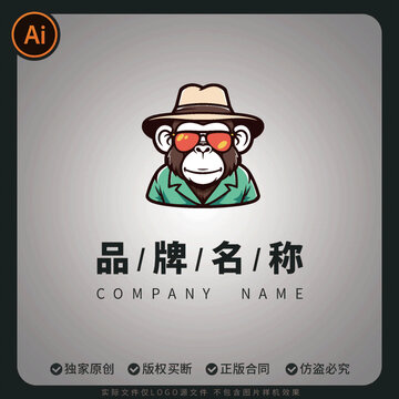 個(gè)性卡通矢量猴子LOGO品牌標(biāo)志設(shè)計(jì)