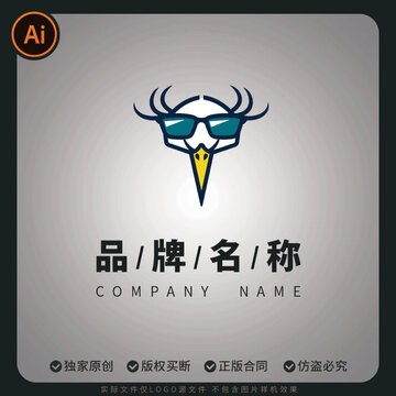個性潮流仙鶴LOGO品牌標(biāo)志矢量招牌